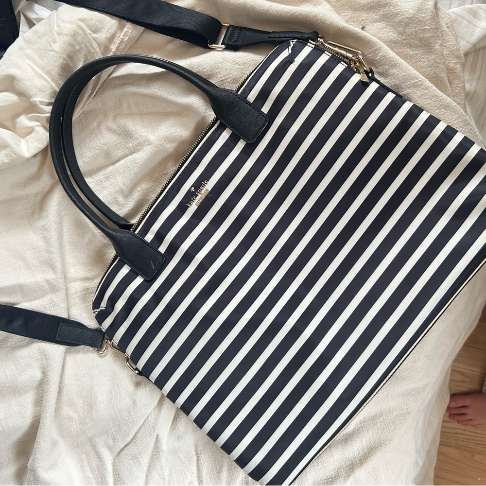 Kate Spade Black and White Striped Laptop Bag - Picture 3 of 6